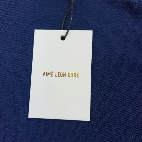 Aime Leon Dore Mens Jersey Colourblock Tee T-Shirt Blue Red Logo S New - Picture 9 of 12